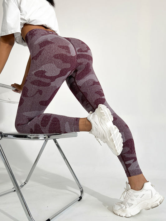 Leggings deportivos con estampado de camuflaje de cintura ancha