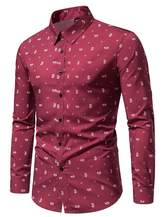 Hombres Camisa de lunares con bolsillo delantero