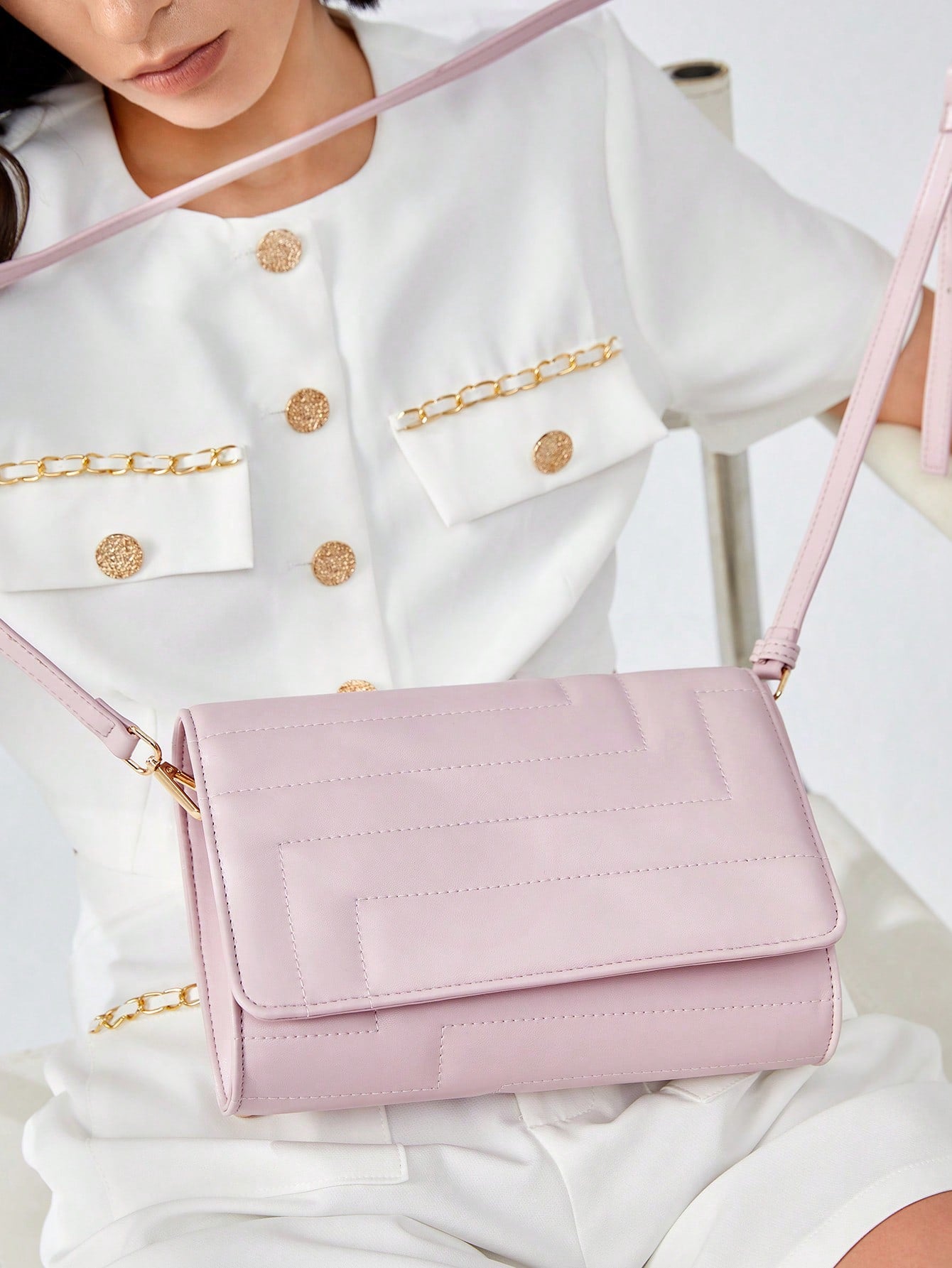 SHEIN BIZwear Bolso de hombro de mujeres guateado moda con solapa