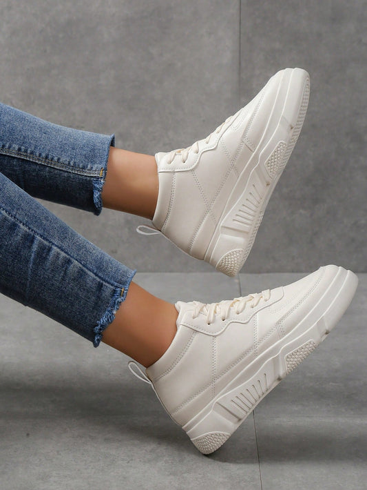 Zapatos de skate de mujeres arriba alta plano , antideslizante , elegante , transpirable , grueso blanco suela