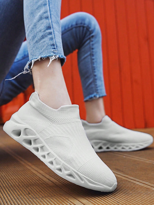 Zapatos De Calcetines Tejidos Cómodos Y Transpirables Para Mujeres, Zapatos Deportivos Casuales Con Suela Suave