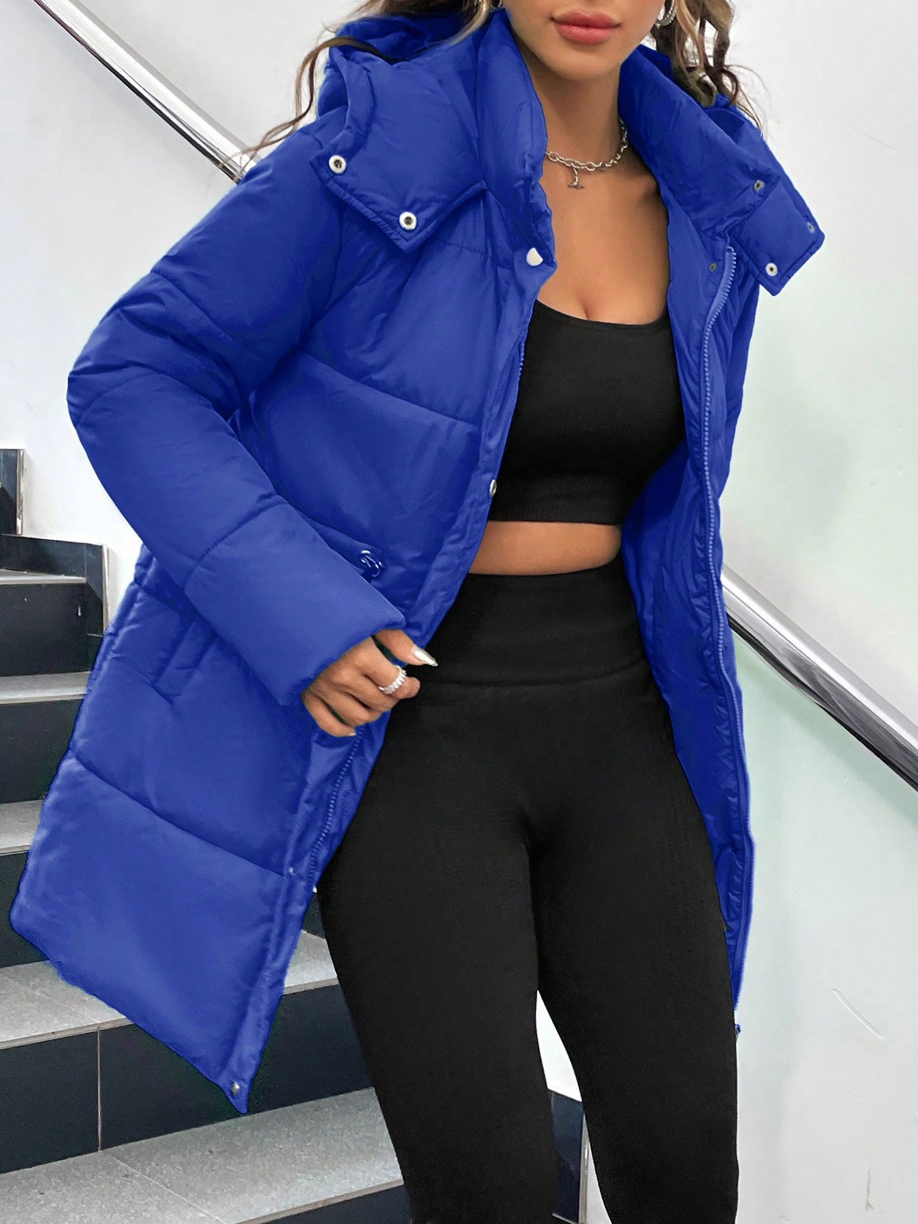 SHEIN Coolane Abrigo De De Color Verde Brillante