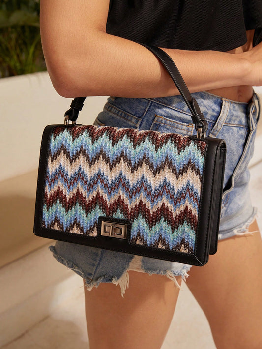 SHEIN VCAY Bolso De Mano Casual Con Patrón Geométrico