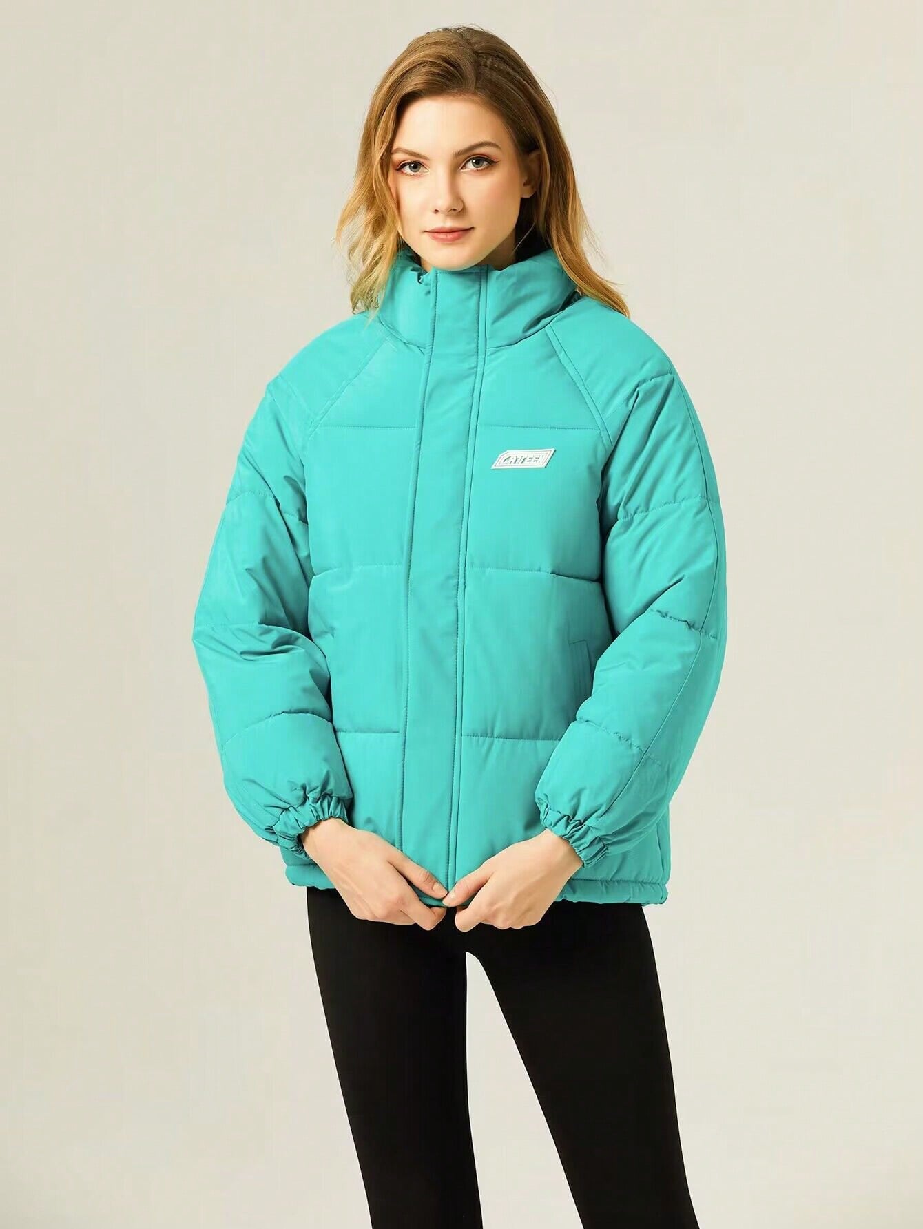 Chaqueta Casual Para Mujeres, Suelta Y Corta Para Invierno, Con Diseño Elástico En Puños Y Dobladillo Con Cordón, Con Acolchado Grueso