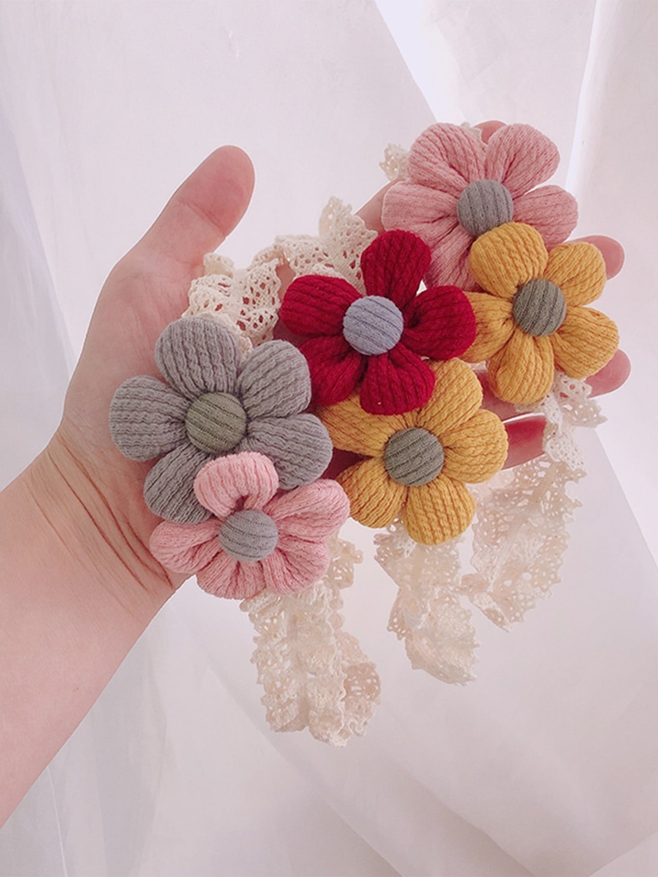 Niñitas 3 piezas Diadema con diseño de flor con encaje